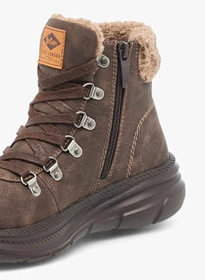 Lee Cooper Women's Plush Detail Ankle Boots with Zip Closure