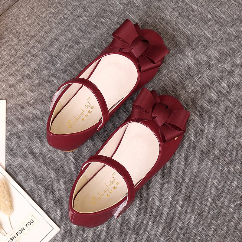 Spring And Children'S Small Leather Shoes Bow Princess Aisha Casual Shoes Soft Bottom Velcro Girls' Flat Shoes - Image 4