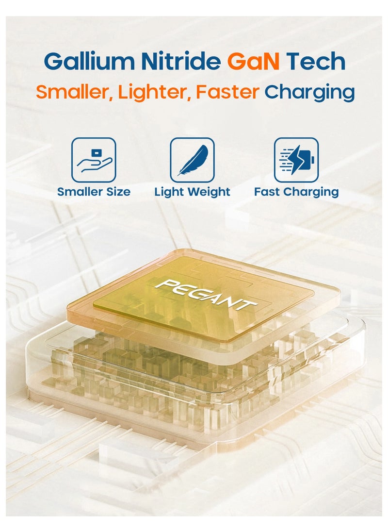 بيجانت - سلك تمديد طاقة غان تاور 70 واط، 4 منافذ عالمية، 2 × 70 واط USB-C PD3.0، 1 × 30 واط USB-A QC3.0، منظم قابس محطة سطح المكتب، واقي اندفاع التيار المتعدد، كيبل بطول 2 متر - Image 1