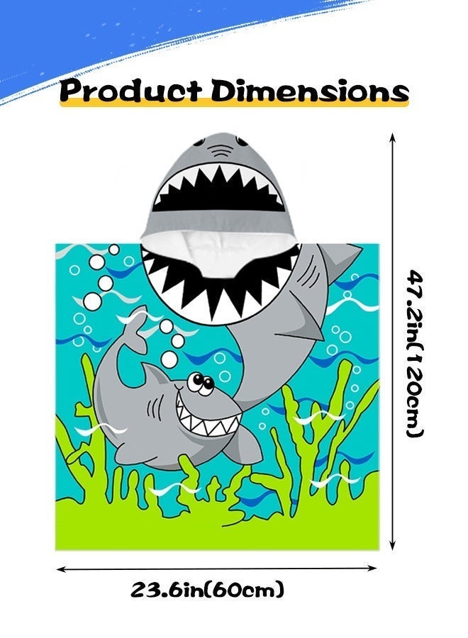 فورثكان منشفة استحمام للأطفال بقبعة على شكل بونشو، بتصميم كرتوني قرش، ناعمة وماصة وسريعة الجفاف، يمكن ارتداؤها كروب للأطفال للاستحمام والشاطئ والسباحة - Image 5
