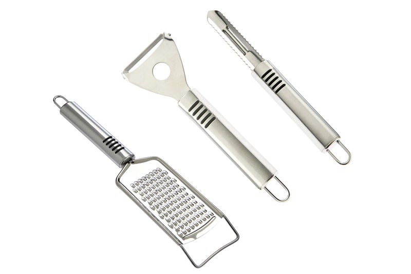 Petals Stainless Steel Peeler, Fruit Slicer and Cheese Grater, Set of 3 - Image 1