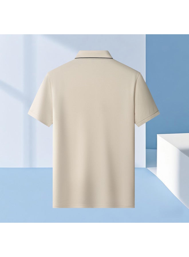 Tucano Mulberry Silk Summer Short-sleeve Polo Shirt + Cooling Silk Casual Trousers - Loose Fit Versatile Dad Men's Outfit Set - Image 4