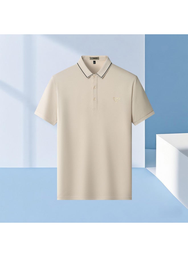 Tucano Mulberry Silk Summer Short-sleeve Polo Shirt + Cooling Silk Casual Trousers - Loose Fit Versatile Dad Men's Outfit Set - Image 3
