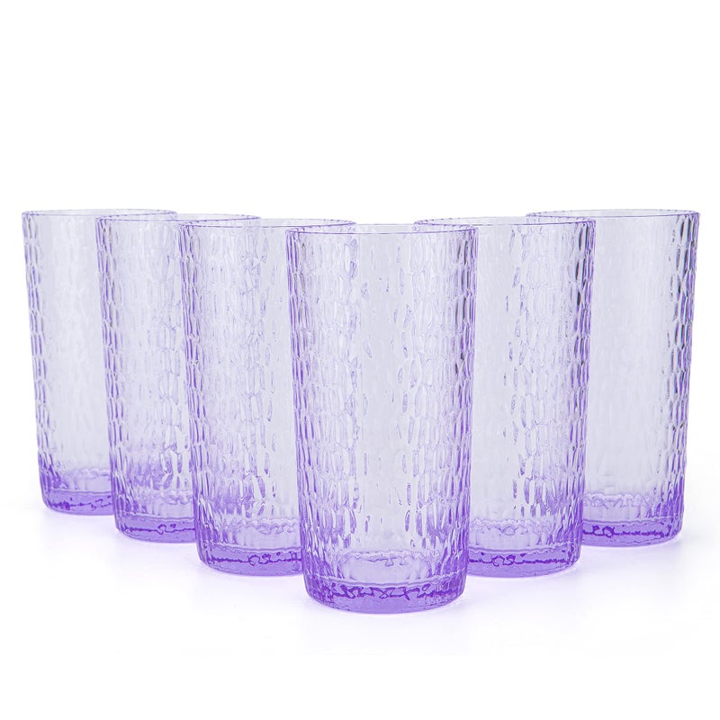 KXWARE 22ounce Honeycomb Highball Glasses Plastic Tumbler Acrylic Glasses set of 6 Purple