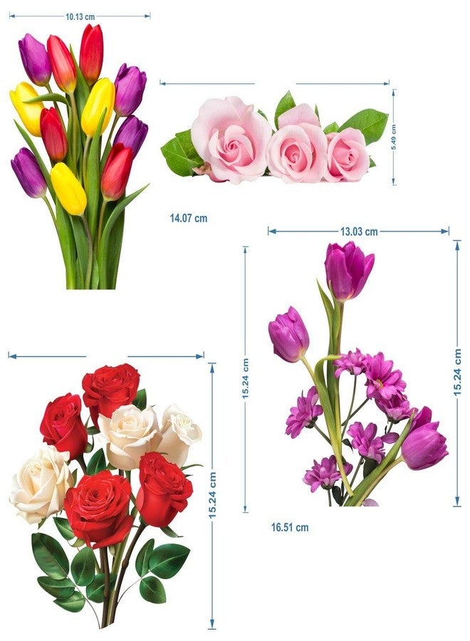 Walltech Combo of 4 Wall Sticker Magnolia Flower and butterflies-70 x 100 cms Love Birds with hearts-125 x 85 cms Flamingos and bamboo-150 x 125 cms sb pusy flowers-13 x15 cms-Vinyl, Set of 4-97 - Image 5