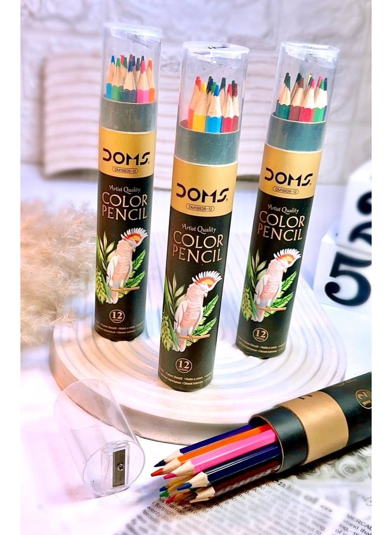 DOMS 12 Colors Long Pencils - Stylish Cartoon Jar Design + (Built-in Sharpener) Special for Kids and Creatives - Image 2