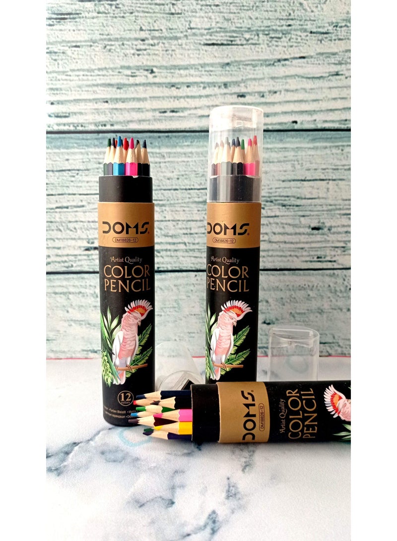 DOMS 12 Colors Long Pencils - Stylish Cartoon Jar Design + (Built-in Sharpener) Special for Kids and Creatives - Image 3