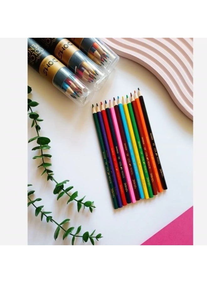 DOMS 12 Colors Long Pencils - Stylish Cartoon Jar Design + (Built-in Sharpener) Special for Kids and Creatives - Image 4