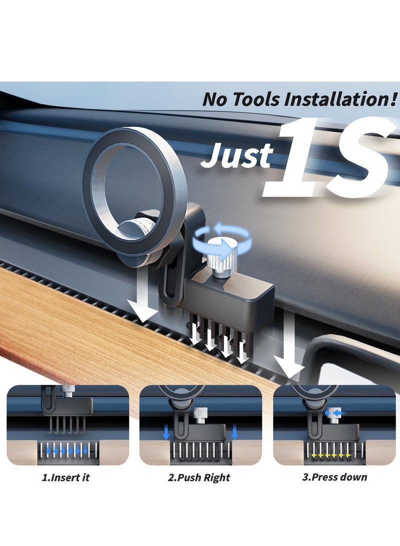 KASTWAVE Phone Holder for Tesla Model Y 3, Plastic Short Stable Phone Mount Holder for Tesla model 3 Y, Foldable Hidden Phone Holder with 2 Metal Rings Fit for All Phone, Model 3/Y Accessories - Image 4