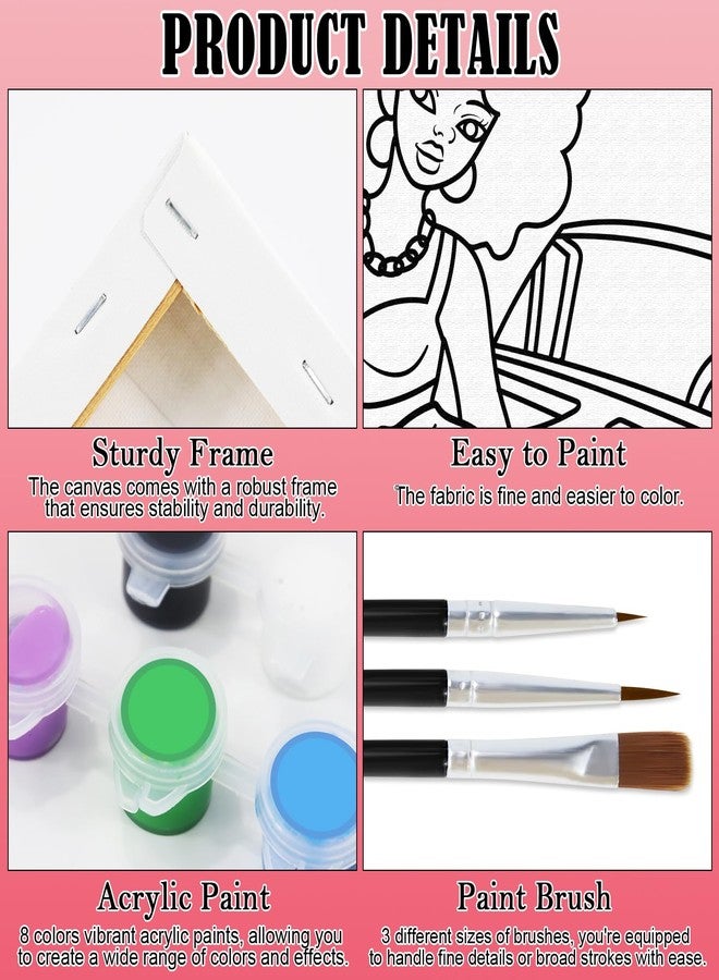 Nuberlic Paint and Sip Kit for Adults Date Night Painting Kit for Two Couple Pre Drawn Canvas to Paint Cool Car Boys and Girls Valentines Date Night Party 2 Pack 8" X 10" - Image 3