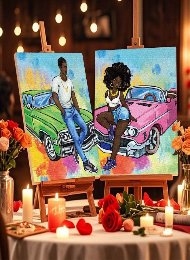 Nuberlic Paint and Sip Kit for Adults Date Night Painting Kit for Two Couple Pre Drawn Canvas to Paint Cool Car Boys and Girls Valentines Date Night Party 2 Pack 8" X 10" - Image 2