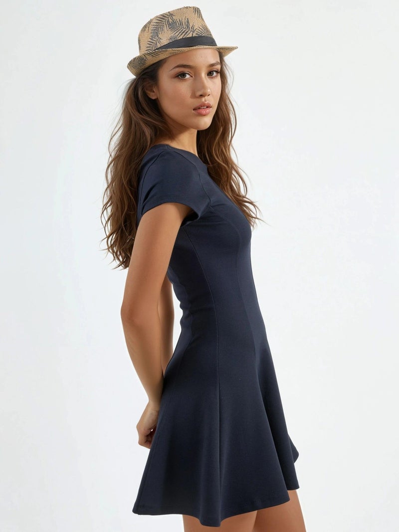 BUSEM Short Sleeve Mini A-Line Dress - Image 2