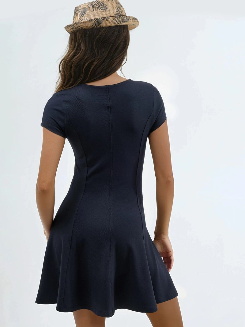 BUSEM Short Sleeve Mini A-Line Dress - Image 3