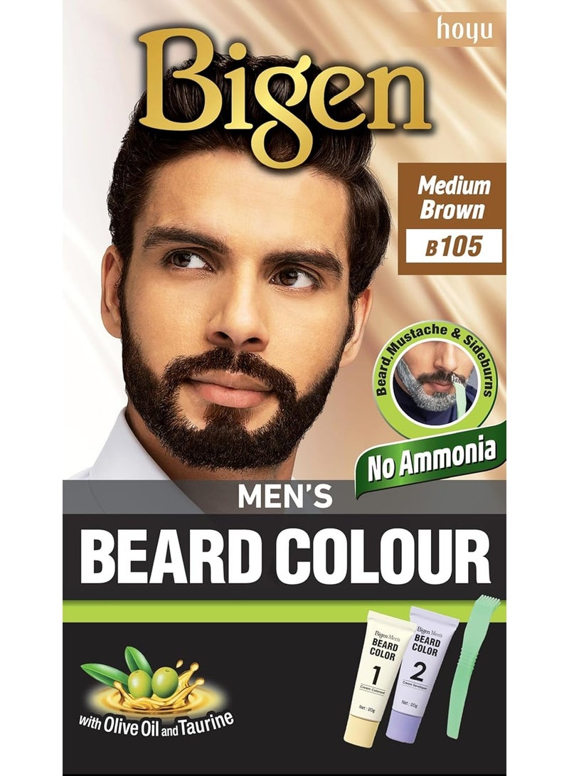 Bigen Men's Beard Color Medium Brown (105) 20gm+20gm=40gm - Image 1