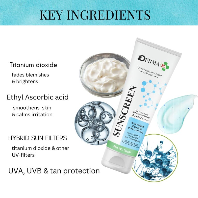 DERMAKR DERMA KR SPF 60 PA Sunscreen 50gm Green Tea Clean Clear Face Pack50gmFacial Pack Of 2 - Image 2