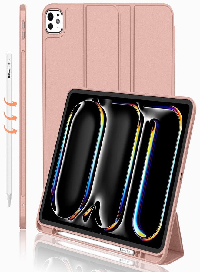 iMieet جراب iMieet لجهاز iPad Pro مقاس 11 بوصة M4 2024 (الجيل الخامس) مع حامل قلم، [يدعم قلم Apple Pencil Pro وقلم Apple Pencil (USB-C)]، جراب ذكي ثلاثي الطي مع ظهر TPU ناعم، خاصية التشغيل/الإيقاف التلقائي (ذهبي وردي) - Image 1