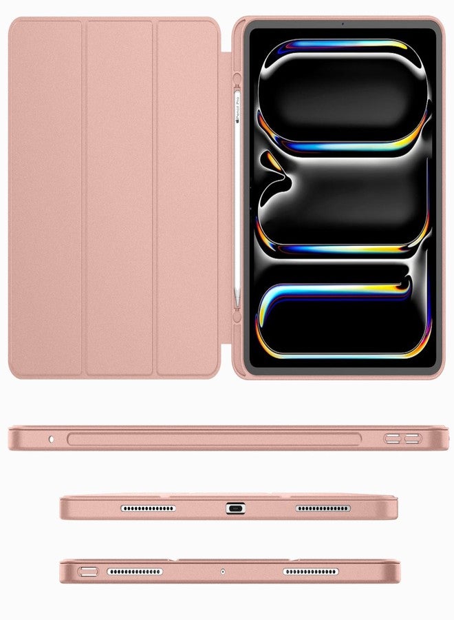 iMieet جراب iMieet لجهاز iPad Pro مقاس 11 بوصة M4 2024 (الجيل الخامس) مع حامل قلم، [يدعم قلم Apple Pencil Pro وقلم Apple Pencil (USB-C)]، جراب ذكي ثلاثي الطي مع ظهر TPU ناعم، خاصية التشغيل/الإيقاف التلقائي (ذهبي وردي) - Image 2