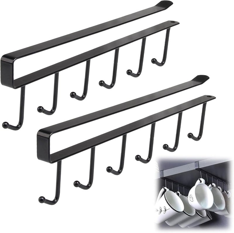 Cup holder under the kitchen cupboard with six hooks, for storing mugs under the shelf, for restaurants, cafes and kitchens - Image 1