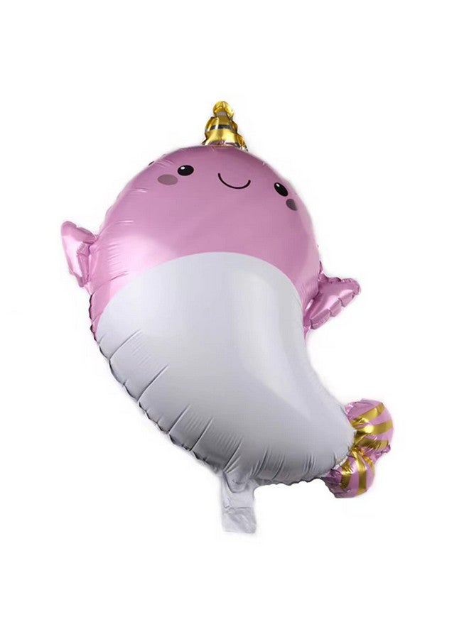 DYT 2PCS 28 Inch Giant Happy Narwhal Shape Foil Mylar Balloon for Kids Birthday Party Decorations Baby Showers Party Supplies - Image 3