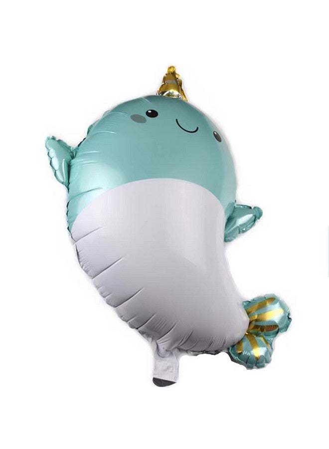 DYT 2PCS 28 Inch Giant Happy Narwhal Shape Foil Mylar Balloon for Kids Birthday Party Decorations Baby Showers Party Supplies - Image 4