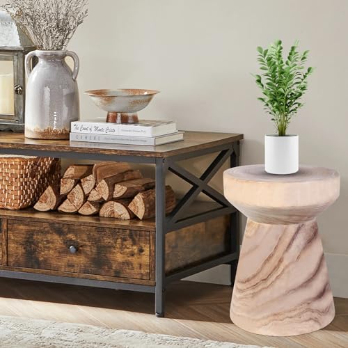 Athaliah Wooden Side Table, 15.8" Hand Carved Rustic Wood Tree Stump End Table, Natural Paulownia Wood Round Coffee Table, Indoor Outdoor Wood Stump Stool for Living Room, Bedroom, Garden, Patio - Image 5