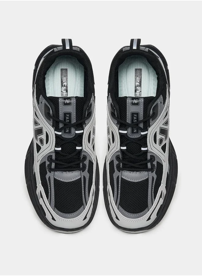 Styli Graphic Pattern Retro Chunky Sole Sneakers