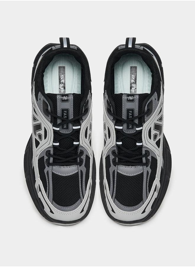 Styli Graphic Pattern Retro Chunky Sole Sneakers  - Image 5