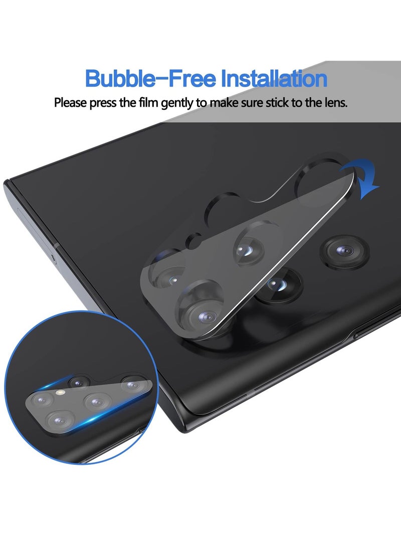 For Samsung Galaxy S22 Ultra Rear Camera Cover Tempered Glass Design New Version Scratch Resistant Easy Install Clear Abrasion Oil Three Pieces Black