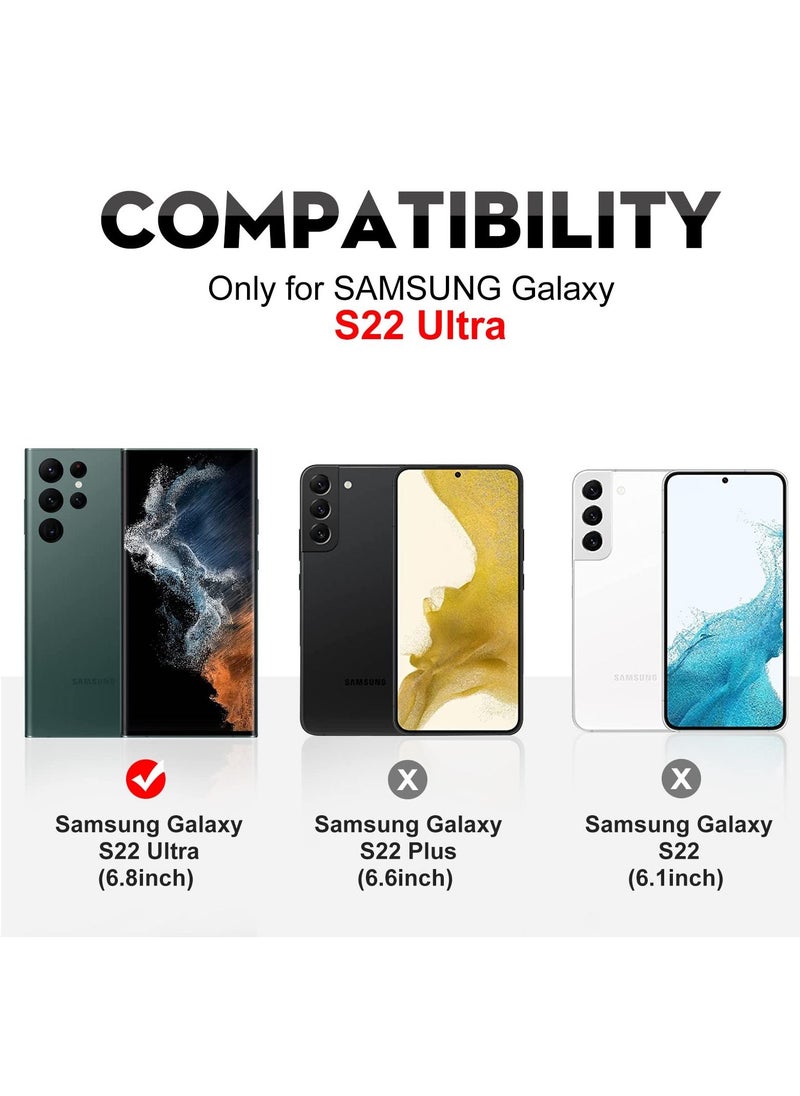 For Samsung Galaxy S22 Ultra Rear Camera Cover Tempered Glass Design New Version Scratch Resistant Easy Install Clear Abrasion Oil Three Pieces Black