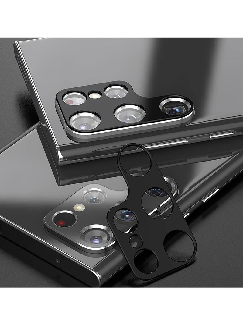 For Samsung Galaxy S22 Ultra Rear Camera Cover Tempered Glass Design New Version Scratch Resistant Easy Install Clear Abrasion Oil Three Pieces Black