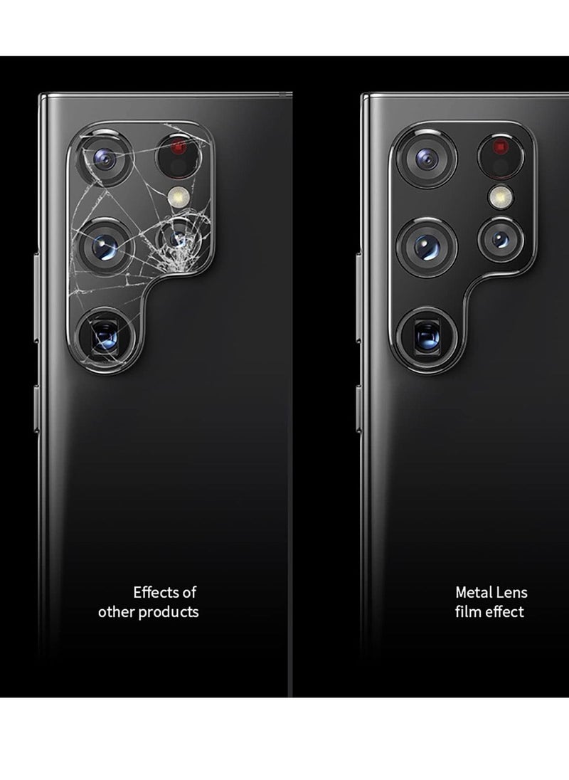 For Samsung Galaxy S22 Ultra Rear Camera Cover Tempered Glass Design New Version Scratch Resistant Easy Install Clear Abrasion Oil Three Pieces Black