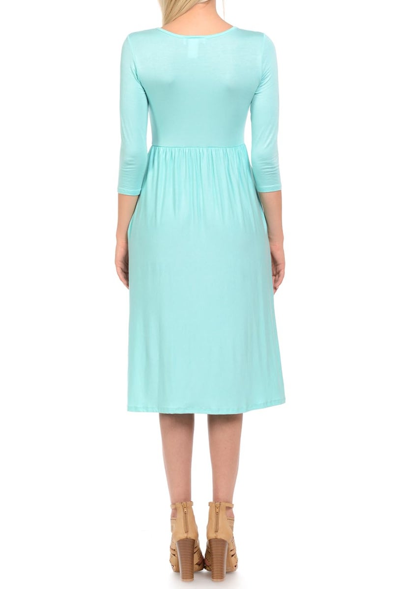 iconic luxe Women's Fit and Flare Midi Dress with Pockets Large Mint - Image 4