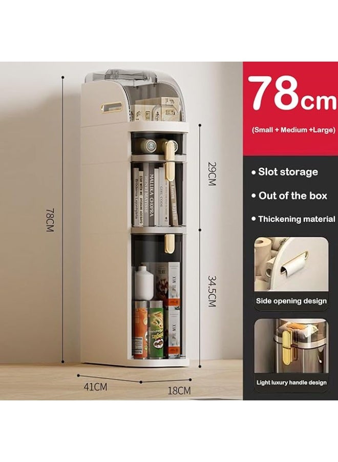 Slit Storage Cabinet, Narrow Bathroom Floor Cabinets Clothes Toys Organizer Container, 18cm Narrow Size Multi-Layer Standing Kitchen Storage Cabinet (A 3 Layer) - Image 2