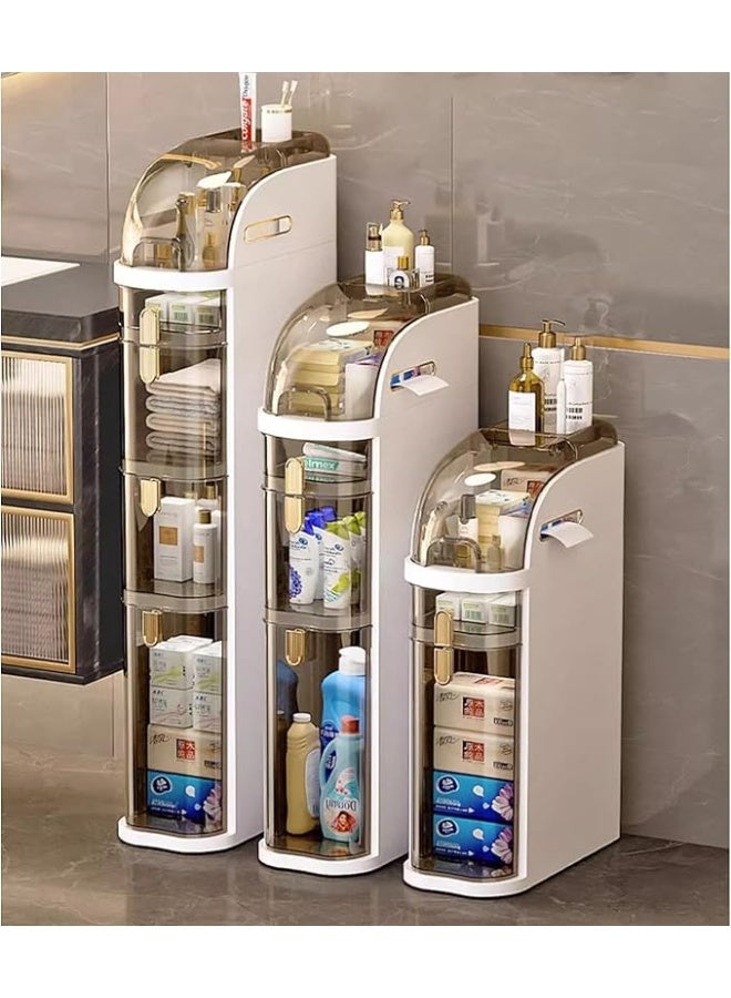 Slit Storage Cabinet, Narrow Bathroom Floor Cabinets Clothes Toys Organizer Container, 18cm Narrow Size Multi-Layer Standing Kitchen Storage Cabinet (A 3 Layer) - Image 1