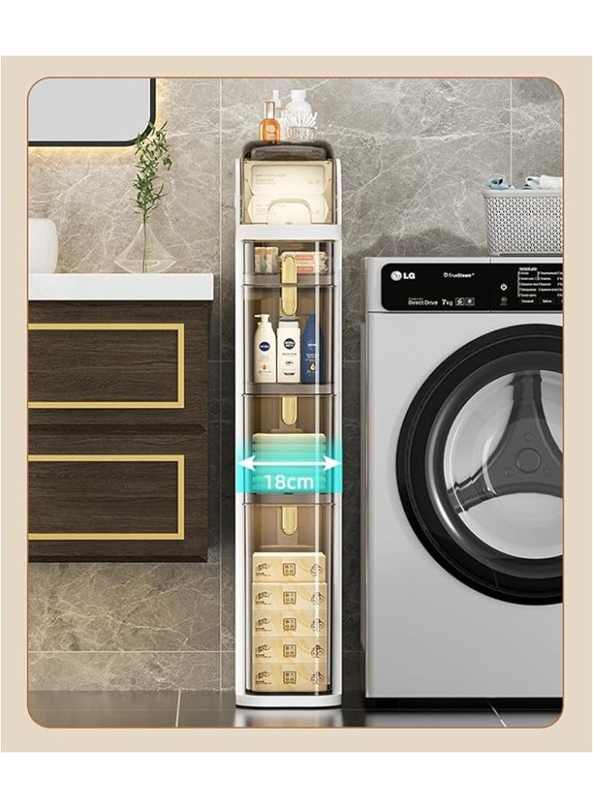 Slit Storage Cabinet, Narrow Bathroom Floor Cabinets Clothes Toys Organizer Container, 18cm Narrow Size Multi-Layer Standing Kitchen Storage Cabinet (A 3 Layer) - Image 3