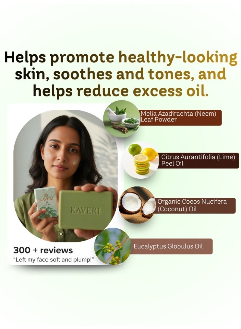KAVERI Natural Handmade Soap Combo – Charcoal y & Neem (2 × 110g) | Deep Cleansing Cold-Processed Ayurvedic Bath Bar Set for Clear & HealthSkin - Image 3