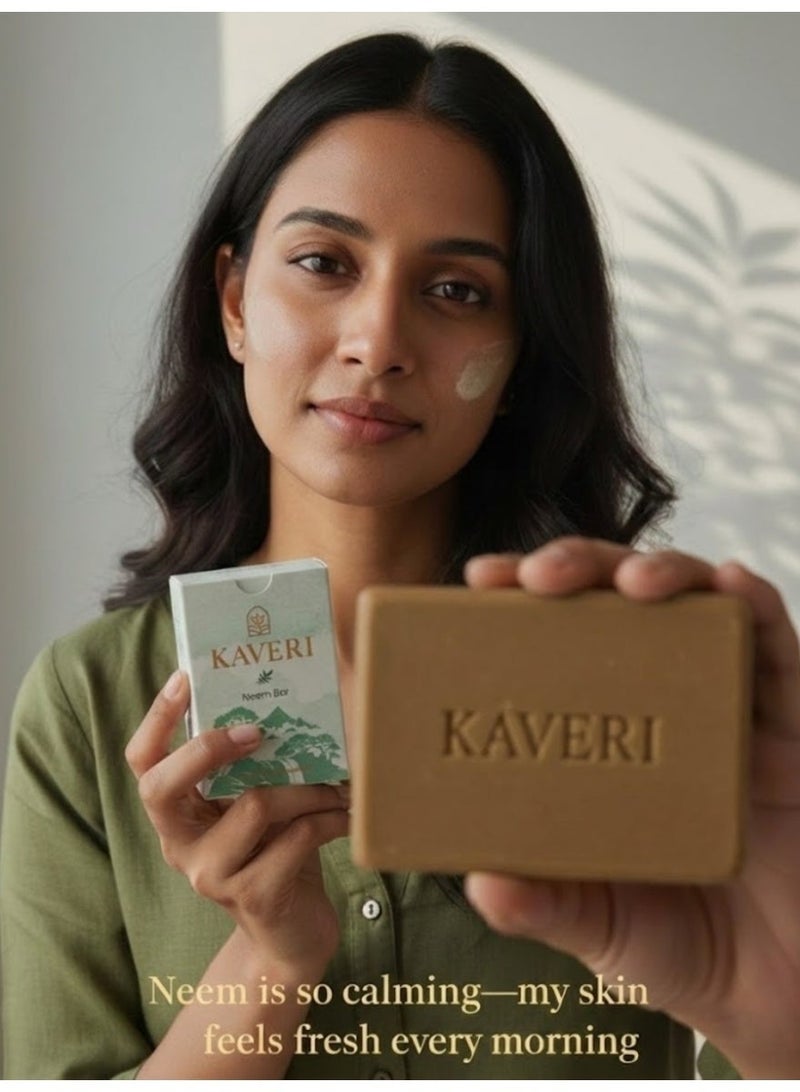KAVERI Natural Handmade Soap Combo – Charcoal y & Neem (2 × 110g) | Deep Cleansing Cold-Processed Ayurvedic Bath Bar Set for Clear & HealthSkin - Image 5