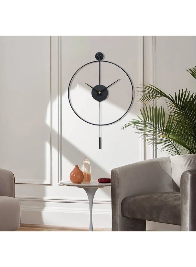 YISITEONE Classical Large Decorative Wall Clock with Pendulum, Modern Non-Ticking Silent Metal Wall Clocks for Living Room, Bedroom, Study, Office,20‘' - Image 4