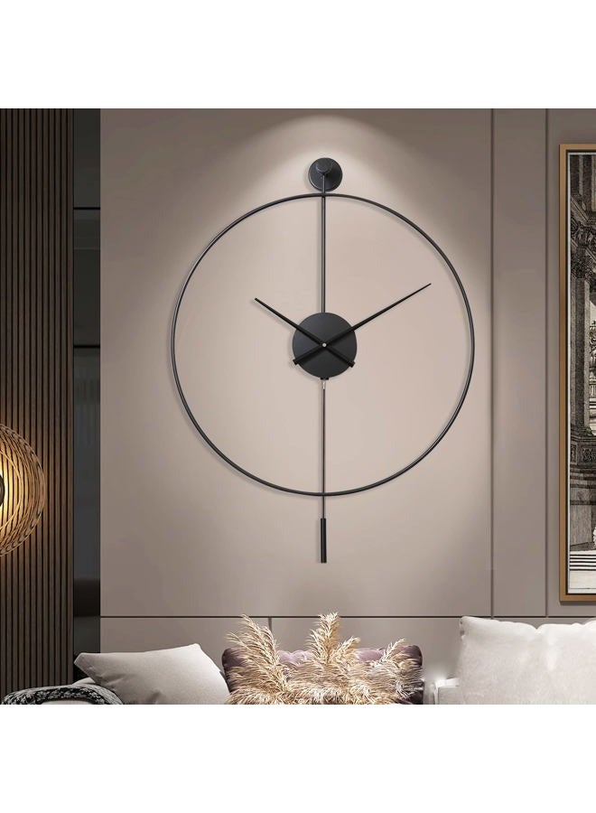 YISITEONE Classical Large Decorative Wall Clock with Pendulum, Modern Non-Ticking Silent Metal Wall Clocks for Living Room, Bedroom, Study, Office,20‘' - Image 3