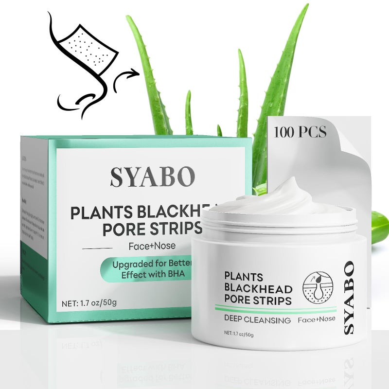 SYABO 2.0 Nose Pore Strips, Blackhead Remover Mask with Salicylic Acid for Face, Upgraded Deep Cleansing Pore Peel Off Mask with 100 PCS Nose Black Heads Remover Strips (1.7 Ounce) - Image 1