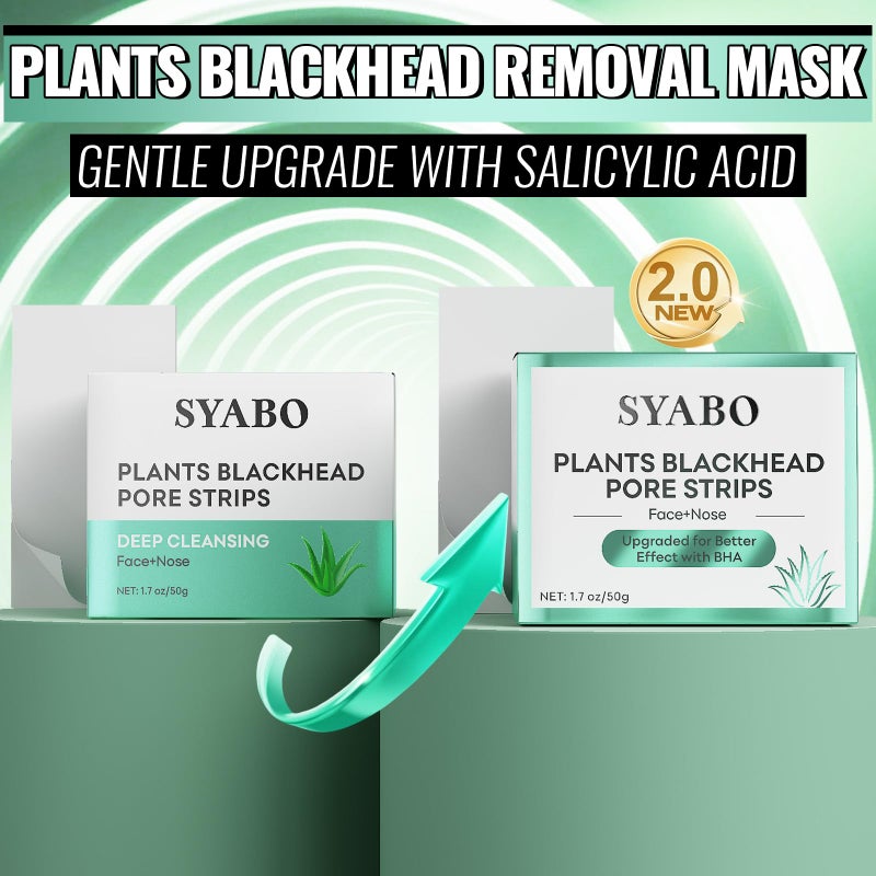 SYABO 2.0 Nose Pore Strips, Blackhead Remover Mask with Salicylic Acid for Face, Upgraded Deep Cleansing Pore Peel Off Mask with 100 PCS Nose Black Heads Remover Strips (1.7 Ounce) - Image 2
