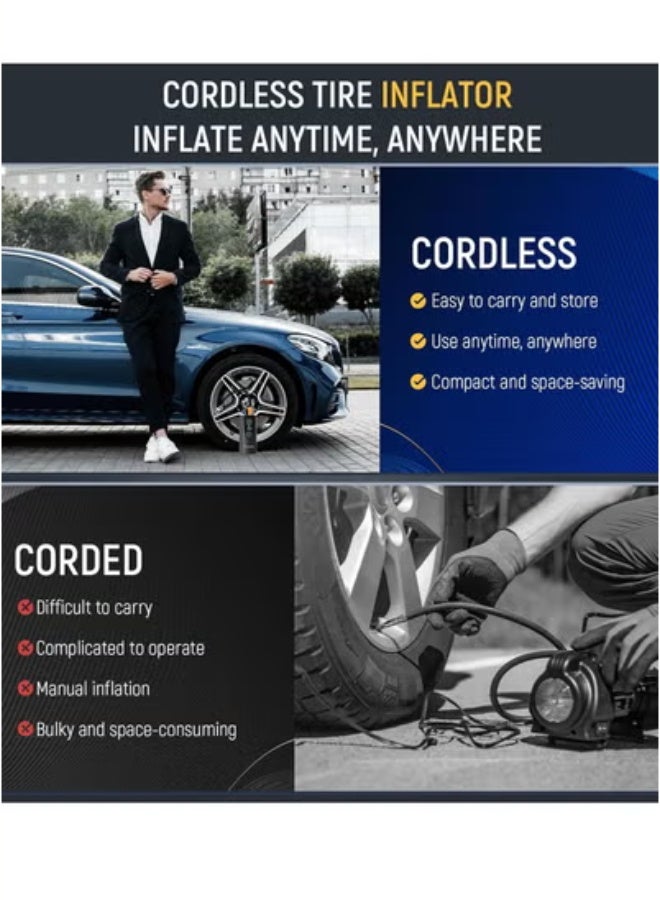 general Tire Inflator Portable Air Compressor,150PSI Portable Air Pump for Car Tires with 8000mAh Battery, Auto-Off Bike Pump with Digital Pressure Gauge & Emergency Light for Car - Image 5