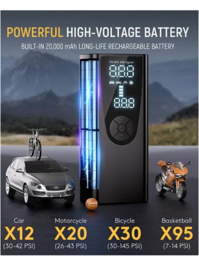 general Tire Inflator Portable Air Compressor,150PSI Portable Air Pump for Car Tires with 8000mAh Battery, Auto-Off Bike Pump with Digital Pressure Gauge & Emergency Light for Car - Image 3
