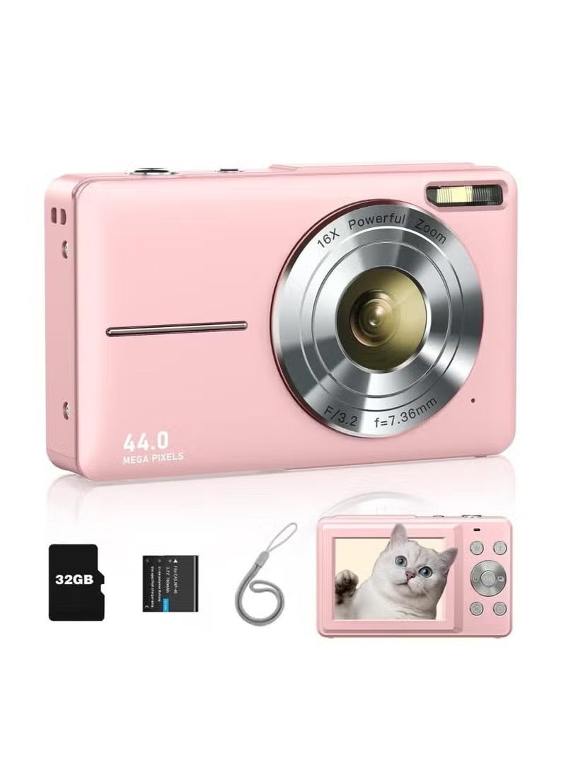 Generic - Digital Camera, FHD 1080P Kids Camera 44MP Point and Shoot Digital Camera with 32GB SD Card, 16x Zoom, Lanyard, Small Compact Camera for Kids Boys Girls - Image 1