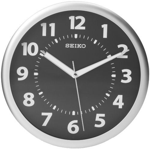Seiko Wall Clock SilverTone Metallic Case Luminous Numerals - Image 1