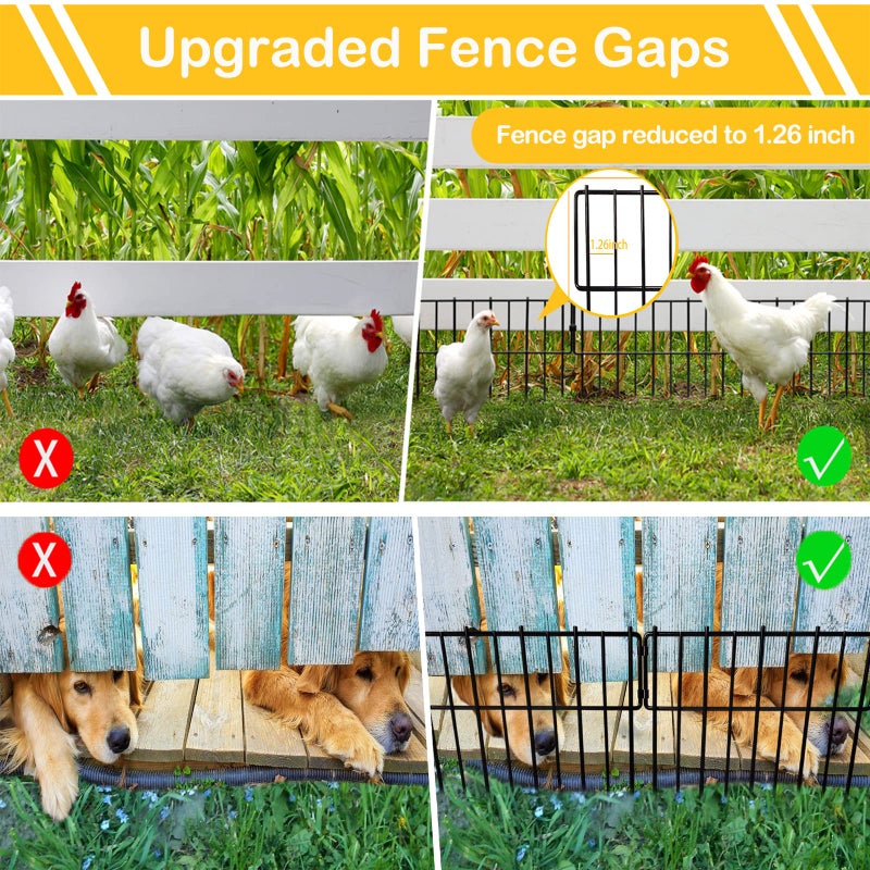 Blingluck Animal Barrier Fence, 10 Pcs Upgrade 1.26 in Gap Decorative Fences No Dig Fence for Rabbits and Dog Ground Defense, Rustproof Metal Wire Garden Fence Border for Garden & Patio Landscaping - Image 2