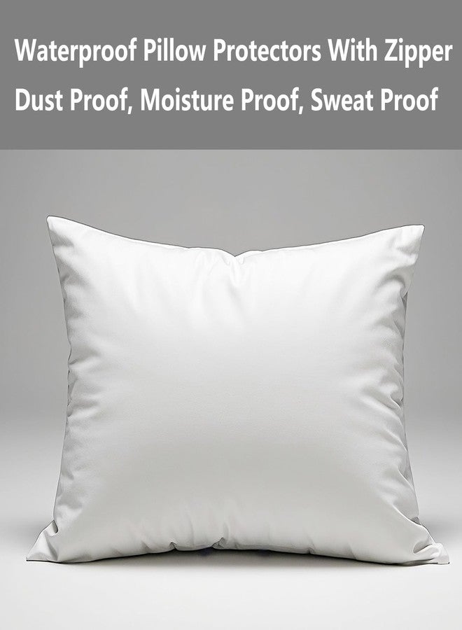 SHERCTN Waterproof Pillow Protectors Standard 20x26 Inches 4 Pack with Zipper Fully Sealed Dust Moisture Sweat Proof Pillow Case Cover Protector Soft White (4, Queen 20x28) - Image 2