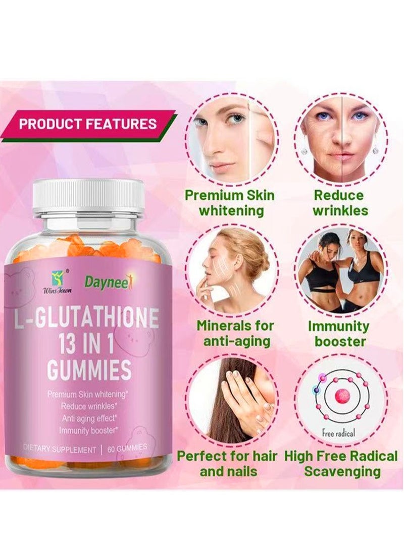 Wins Town - Glutathione Collagen Glow Gummies Glutathione Collagen Gummies for Women Glow Beauty Collagen Gummies for Dark Spot Organic Collagen Gummies for Skin Care Anti-Aging - Image 1