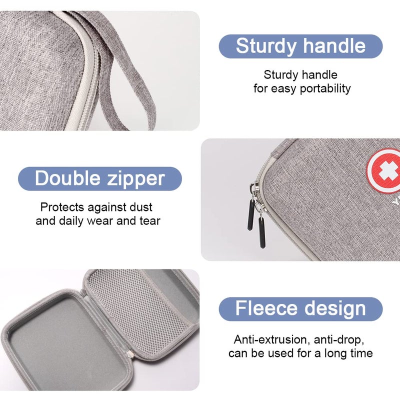 Fukumi Portable Nebulizer Carrying Case, Hard Travel Medical Bag for Inhaler Spacer, Masks, Asthma Accessories, B-Grey - Image 4