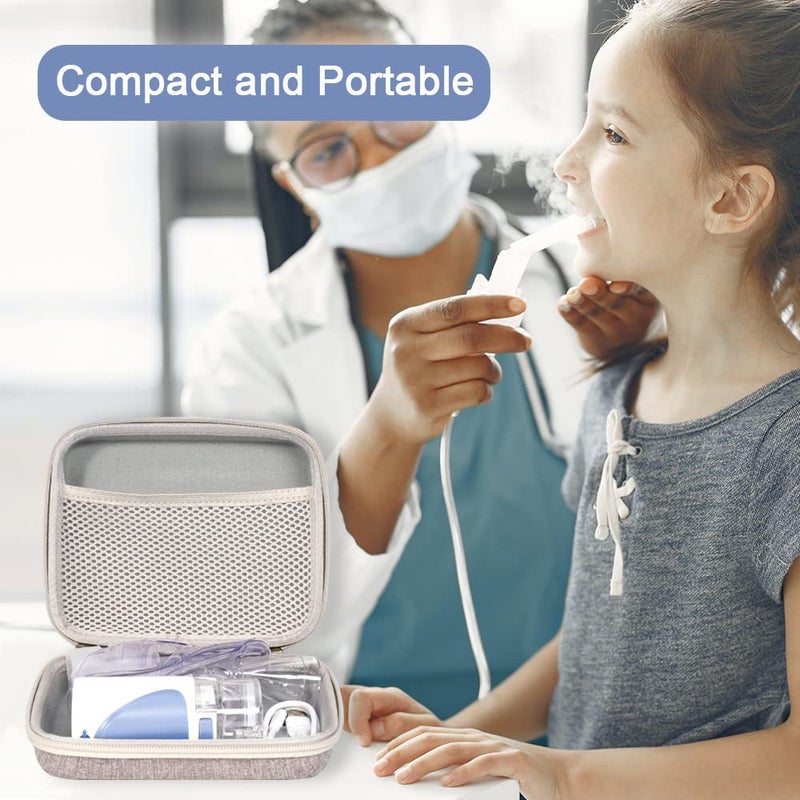 Fukumi Portable Nebulizer Carrying Case, Hard Travel Medical Bag for Inhaler Spacer, Masks, Asthma Accessories, B-Grey - Image 5
